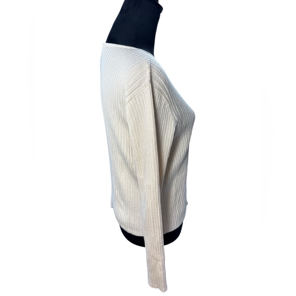 Liz Claiborne Lizwear Cream Ribbed Knit Long Sleeve Sweater Size M - Picture 4 of 9